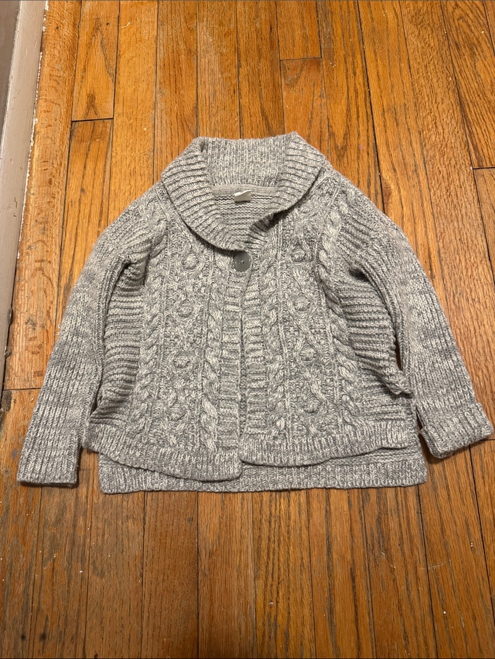 GAP Gray Cable-Knit Shawl Collar Cardigan